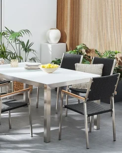 Sæt af 6 havestole GROSSETO PE-rattan Sort