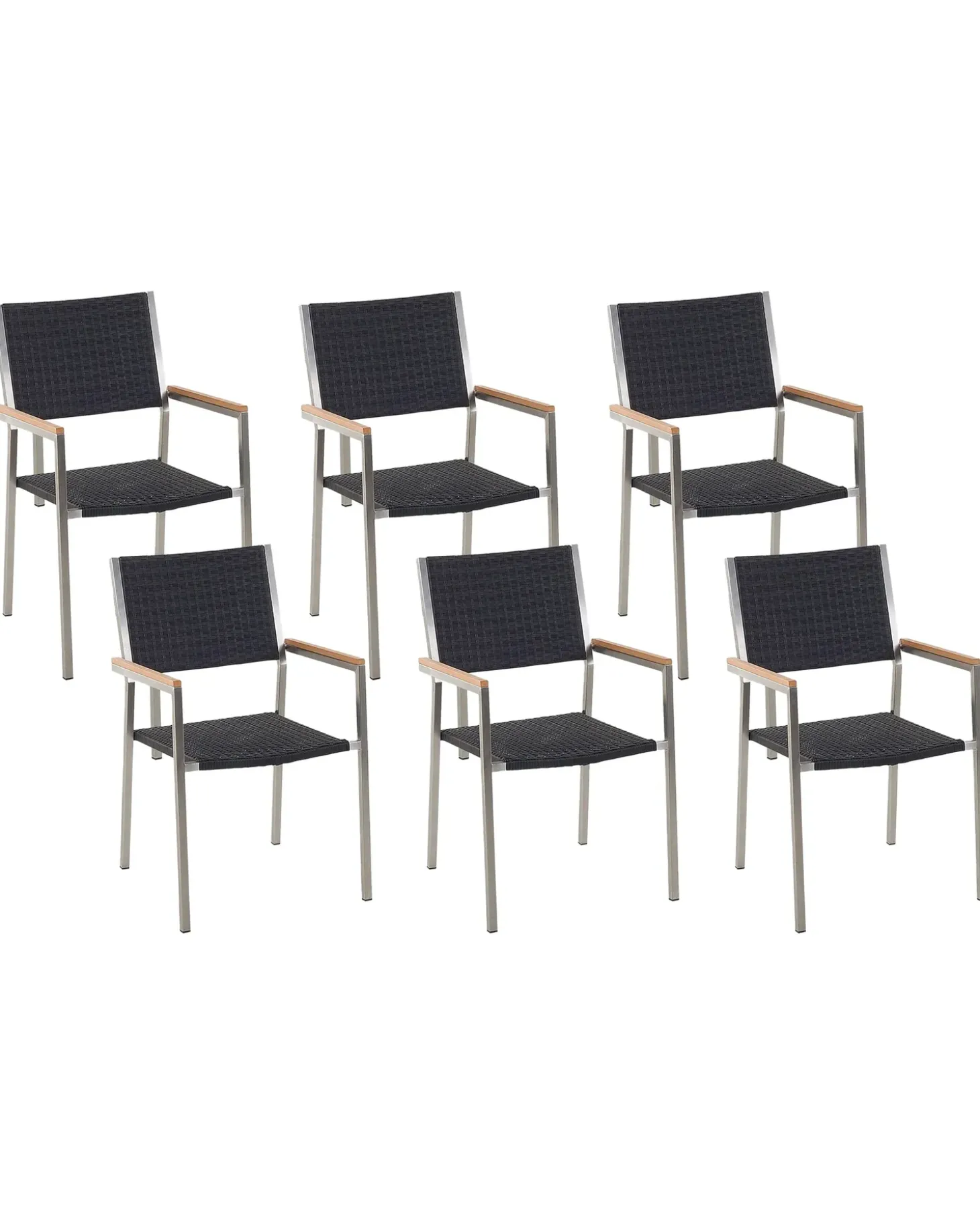 Sæt af 6 havestole GROSSETO PE-rattan Sort