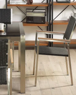 Sæt af 6 havestole GROSSETO PE-rattan Sort
