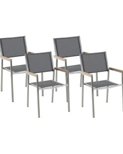 Sæt af 4 havestole GROSSETO Rustfrit stål Grå
