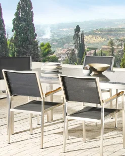 Sæt af 4 havestole GROSSETO Rustfrit stål Grå