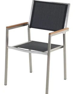Sæt af 4 havestole GROSSETO Rustfrit stål Sort