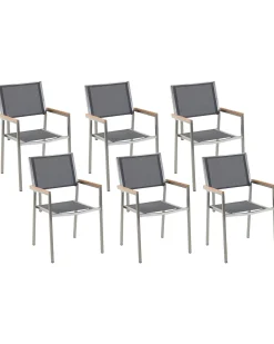 Sæt af 6 havestole GROSSETO Rustfrit stål Grå