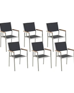 Sæt af 6 havestole GROSSETO Rustfrit stål Sort