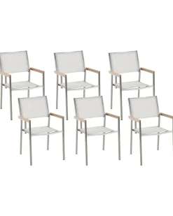 Sæt af 6 havestole GROSSETO Rustfrit stål Hvid