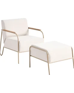 Sæt af 2 havestole NIMIS med fodskammel Lys Beige