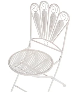 Sæt af 2 havestole PAVIA Foldbar Metal Cremehvid