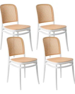 Sæt af 4 havestole PLOSE Hvid/beige