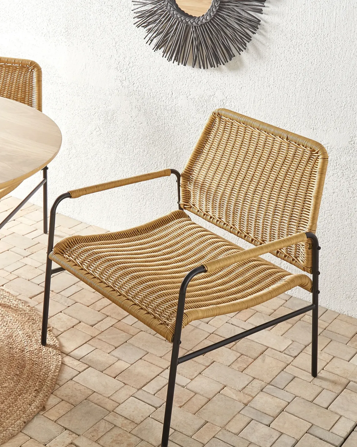 Sæt af 2 havestole PRASIMO PE-rattan Naturlig