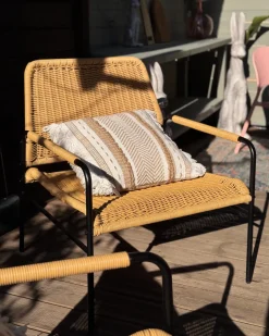 Sæt af 2 havestole PRASIMO PE-rattan Naturlig