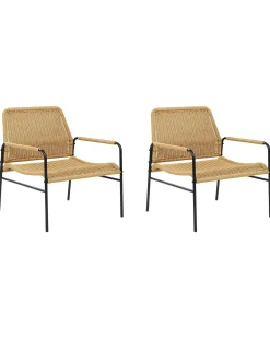 Sæt af 2 havestole PRASIMO PE-rattan Naturlig