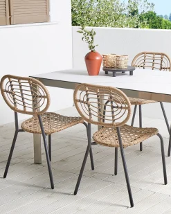Sæt af 4 havestole PRATELLO PE-rattan Naturlig