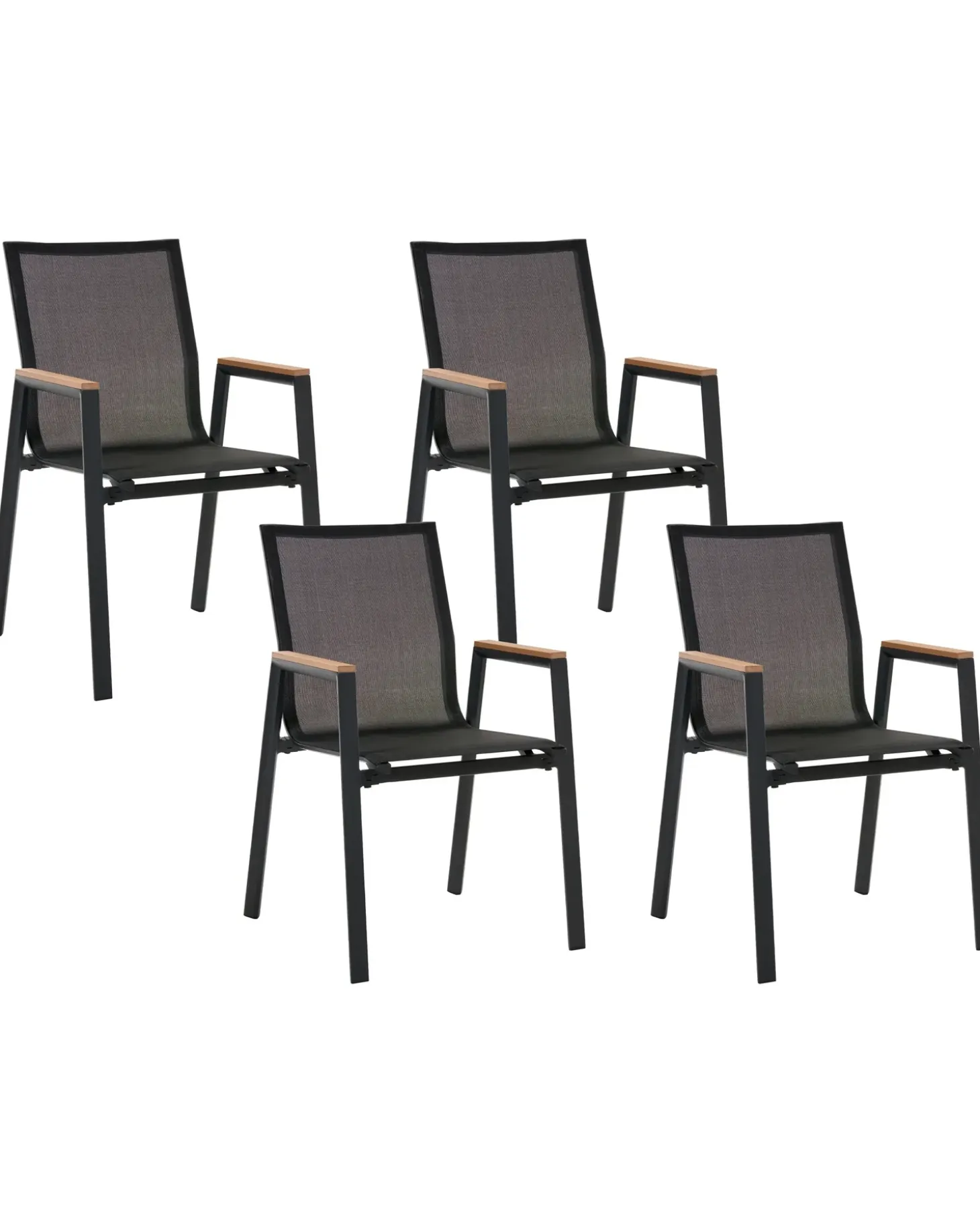 Sæt af 4 havestole TIANO Metal Sort