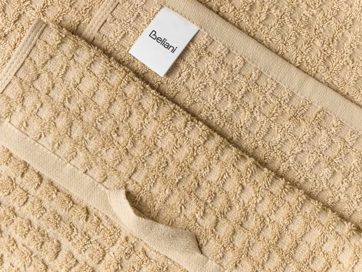 Sæt af 9 håndklæder ATAI Bomuld Sand Beige