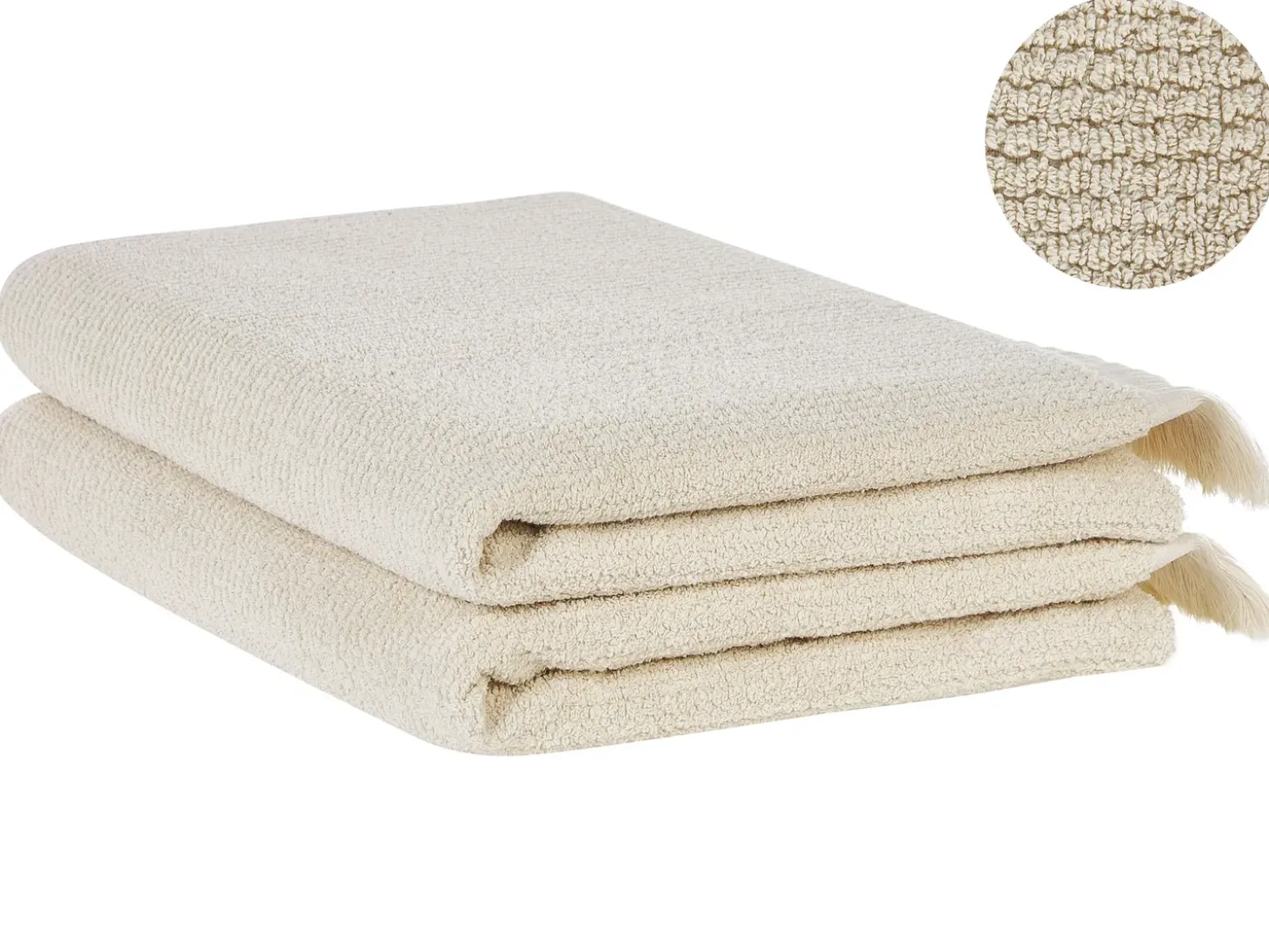 Sæt af 2 håndklæder ATIU Bomuldsfrotté Beige