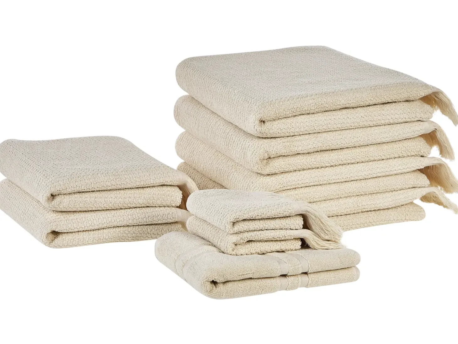Sæt af 9 håndklæder ATIU Bomuldsfrotté Beige