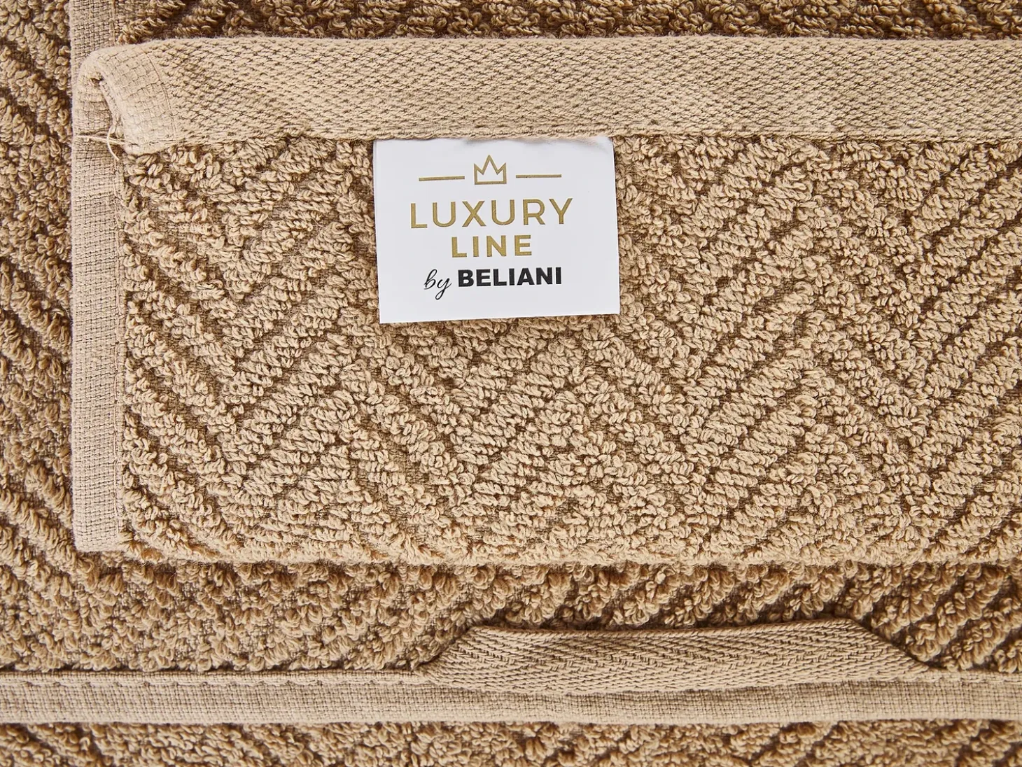 Sæt af 9 håndklæder MITIARO Bomuldsfrotté Sand Beige