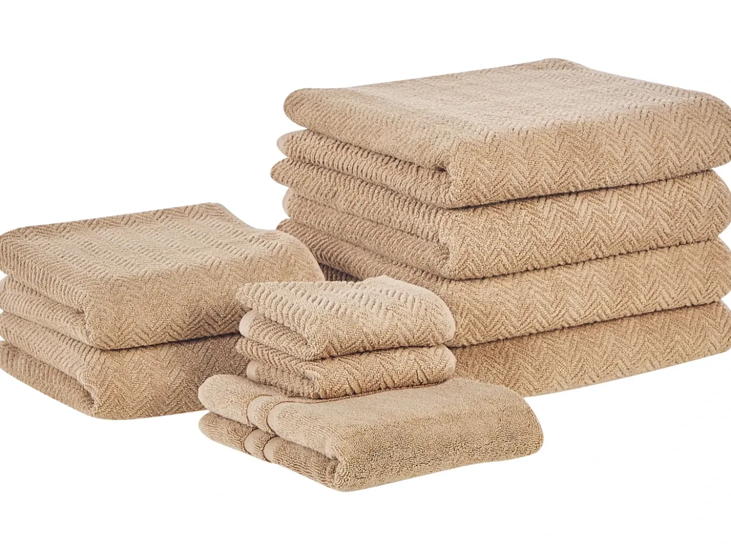 Sæt af 9 håndklæder MITIARO Bomuldsfrotté Sand Beige