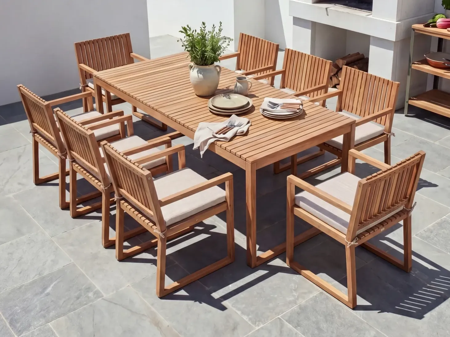Sæt af 8 hynder til havestol SASSARI PREMIUM 46 x 46 cm Lys Beige