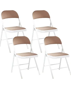 Sæt af 4 klapstole SPARKS Metal Beige/Hvid