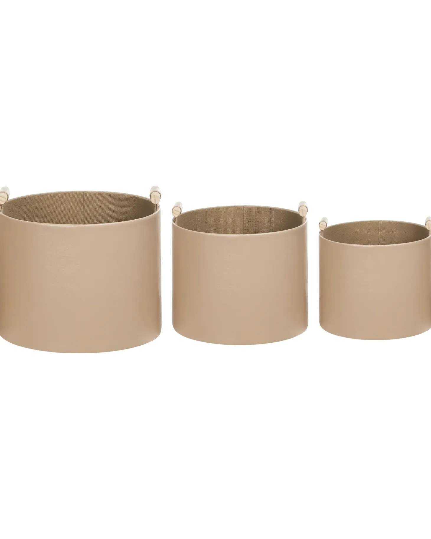 Sæt af 3 kurve ARAM Kunstlæder Beige