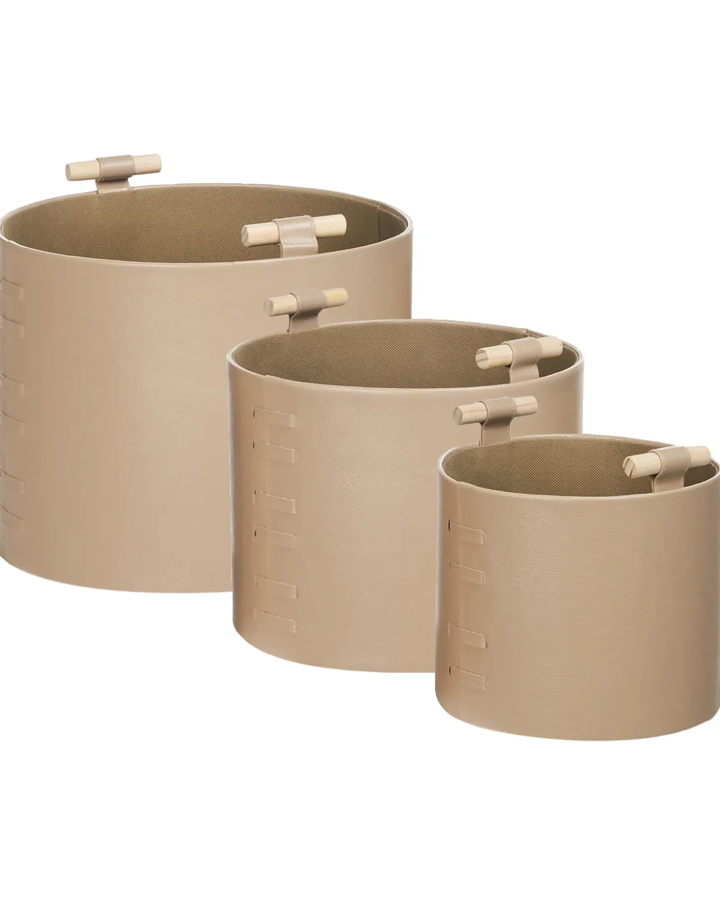Sæt af 3 kurve ARAM Kunstlæder Beige
