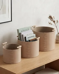 Sæt af 3 kurve ARAM Kunstlæder Beige