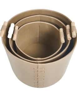 Sæt af 3 kurve ARAM Kunstlæder Beige