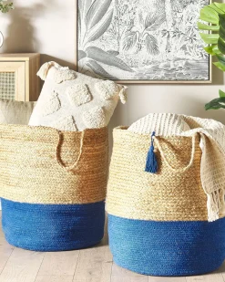 Sæt af 2 kurve GAJAR Jute Navy Blå
