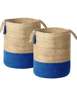 Sæt af 2 kurve GAJAR Jute Navy Blå