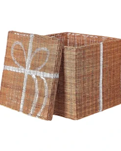 Sæt af 3 kurve Julegaver CADEAU Rattan Naturlig