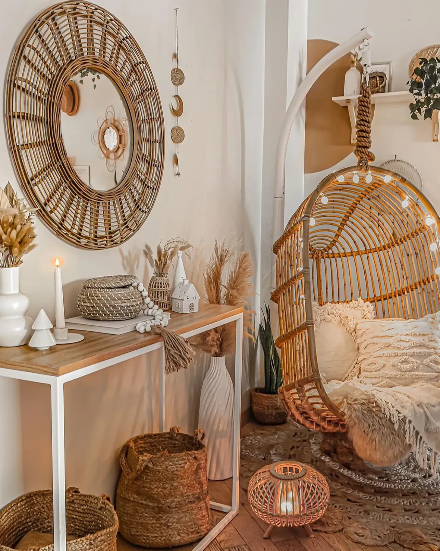 Sæt af 2 kurve KAELLA Jute Sand Beige