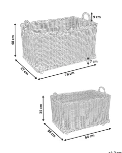Sæt af 2 kurve KITIM med hjul Rattan Naturlig