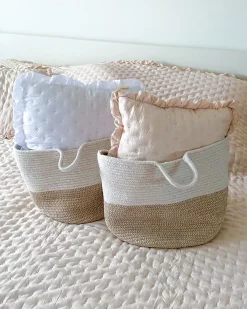 Sæt af 2 kurve PAZHA Bomuld Beige