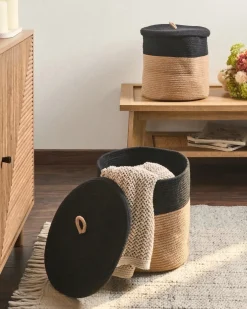 Sæt af 2 kurve SILOPI Bomuld Sort/beige