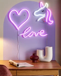 Sæt af 3 LED neonskilte SUSIE Lyserød