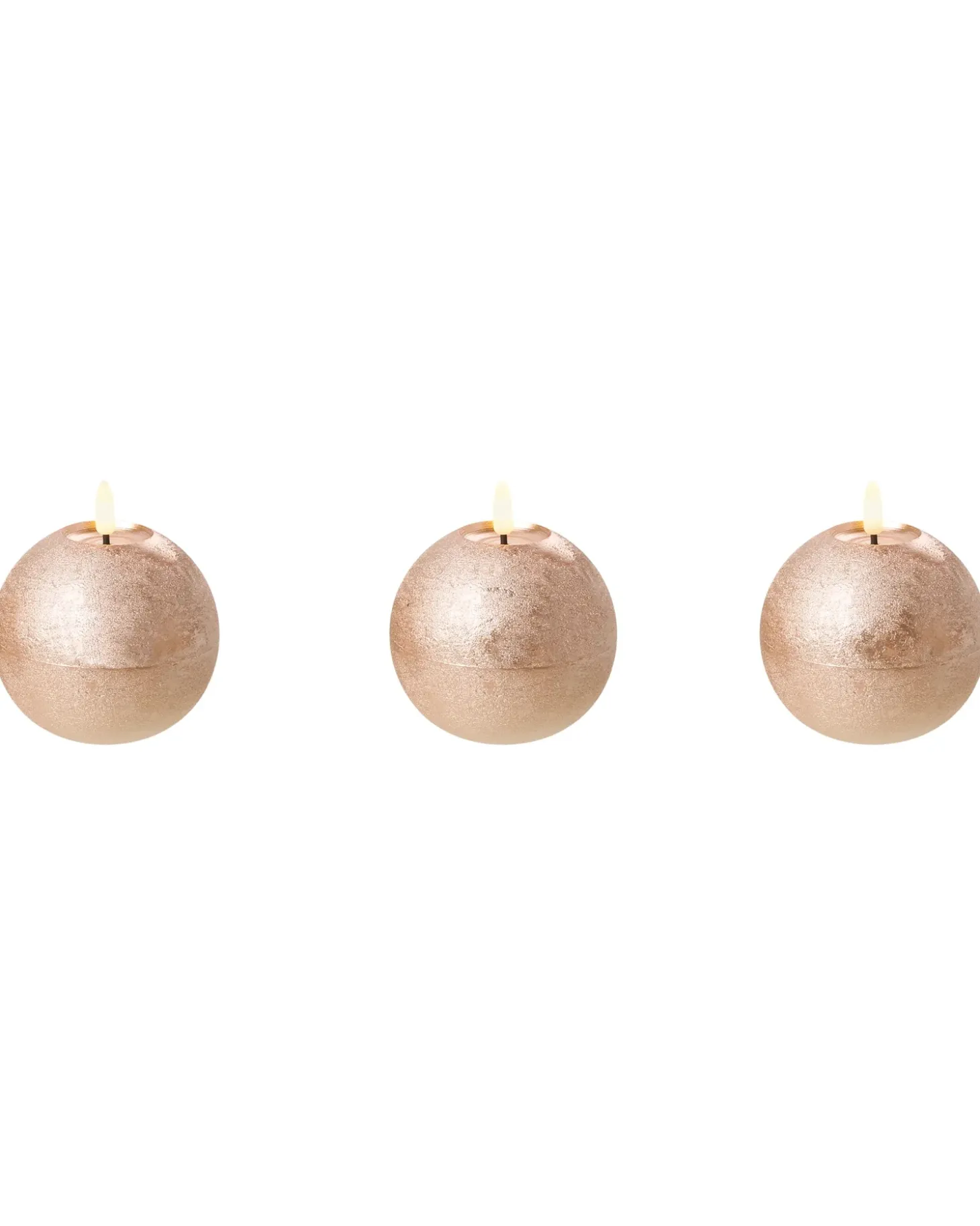 Sæt af 3 LED-stearinlys AMBROSIA 11 cm Guld