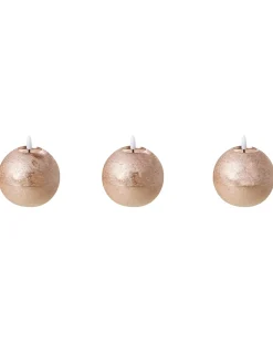 Sæt af 3 LED-stearinlys AMBROSIA 11 cm Guld
