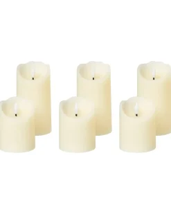 Sæt af 6 LED-stearinlys AMOREA 10/15 cm Cremehvid