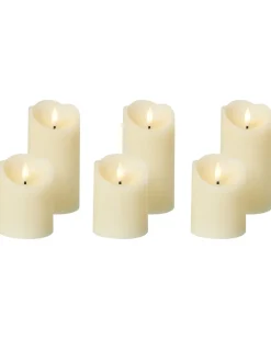 Sæt af 6 LED-stearinlys AMOREA 10/15 cm Cremehvid