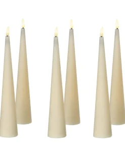 Sæt af 6 LED-stearinlys AURUM 28 cm Cremehvid