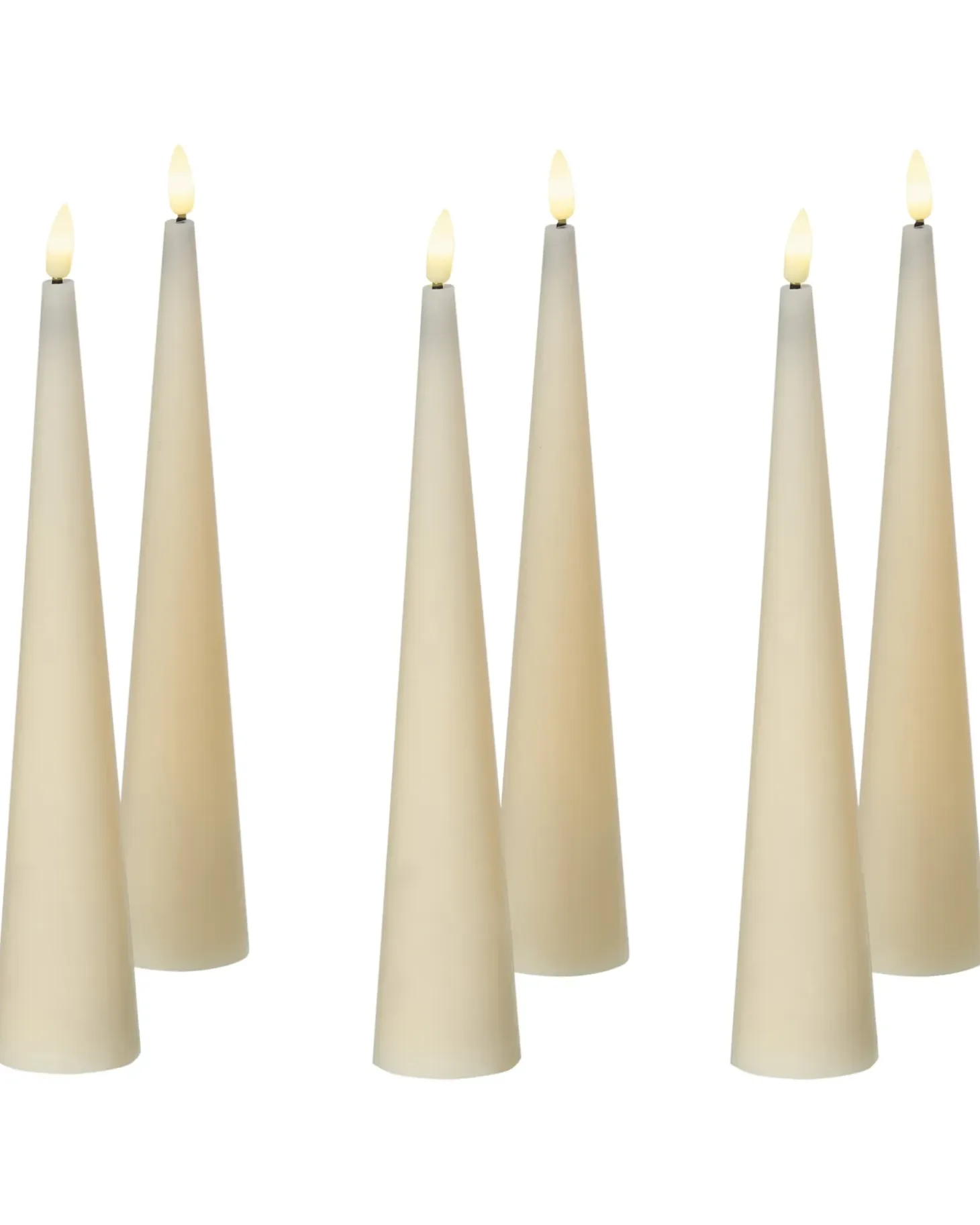 Sæt af 6 LED-stearinlys AURUM 28 cm Cremehvid