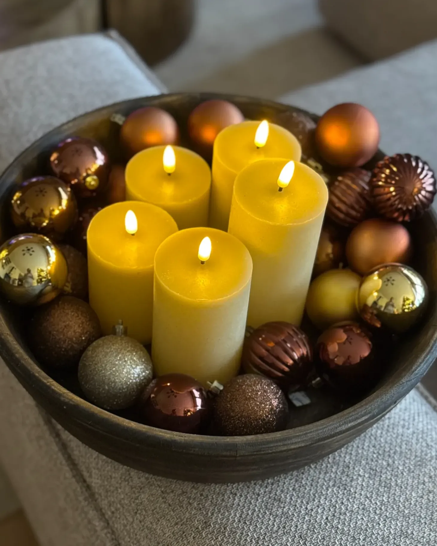 Sæt af 6 LED-stearinlys BRAISE 10/13/15 cm Beige