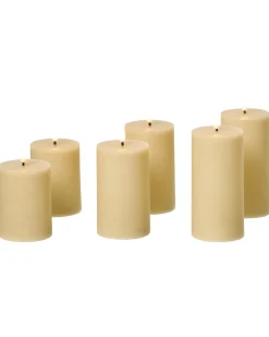 Sæt af 6 LED-stearinlys BRAISE 10/13/15 cm Beige
