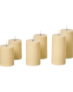 Sæt af 6 LED-stearinlys BRAISE 10/13/15 cm Beige