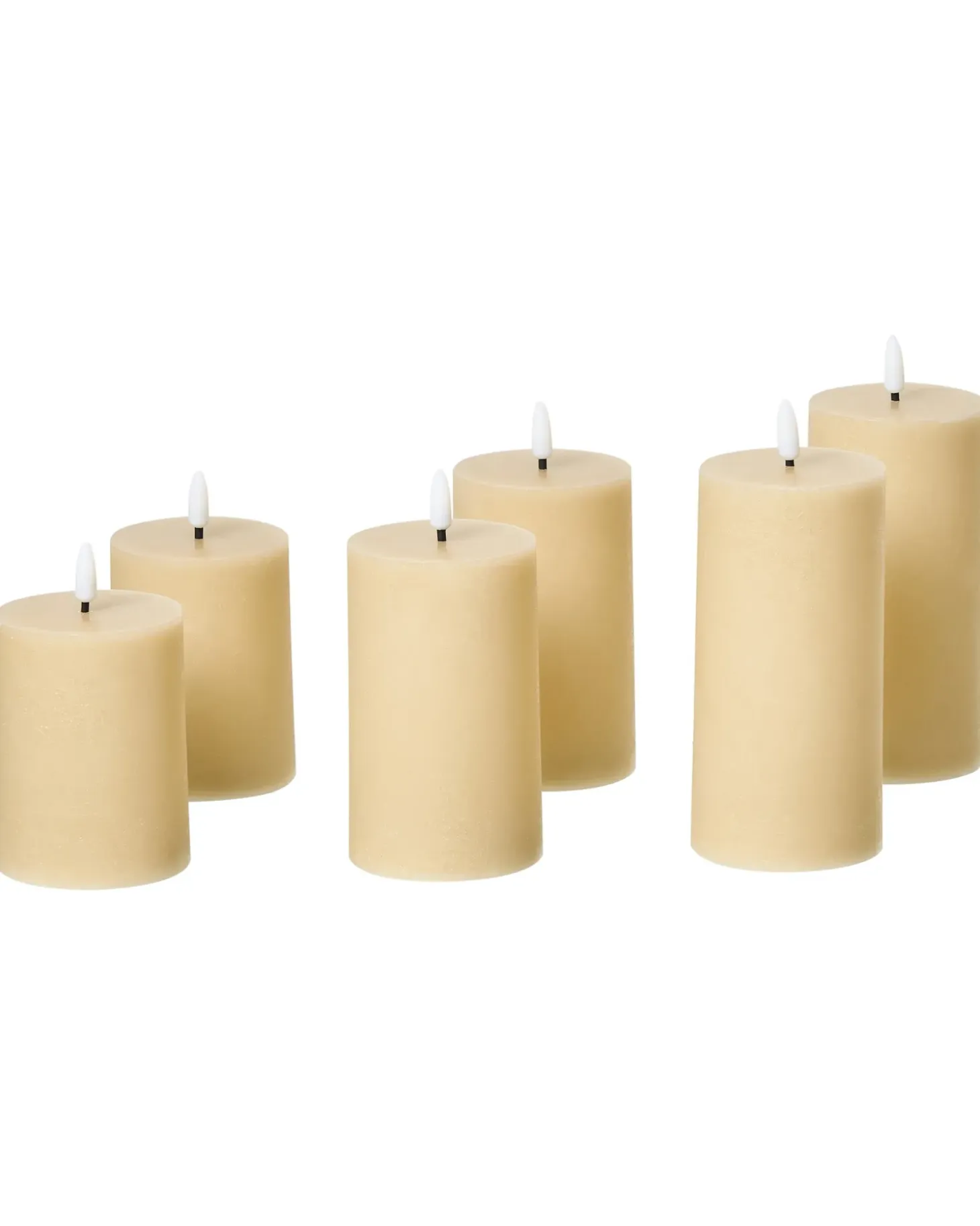 Sæt af 6 LED-stearinlys BRAISE 10/13/15 cm Beige