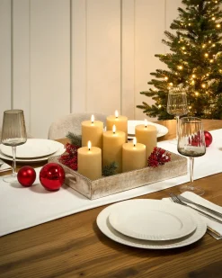 Sæt af 6 LED-stearinlys BRAISE 10/13/15 cm Beige