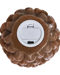 Sæt af 4 LED-stearinlys IVRESSE Fyrretræskogle 15/12 cm Brun