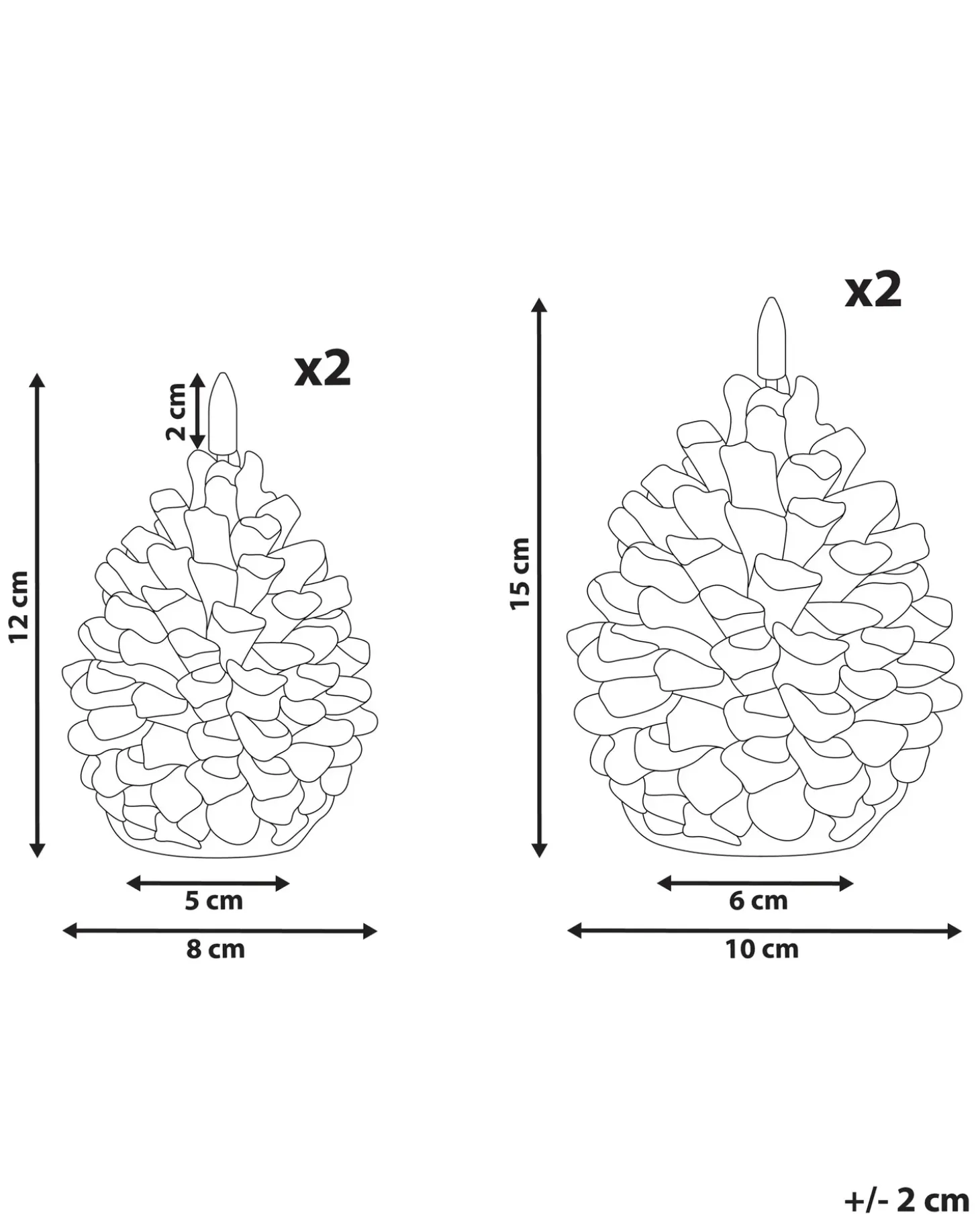 Sæt af 4 LED-stearinlys IVRESSE Fyrretræskogle 15/12 cm Brun