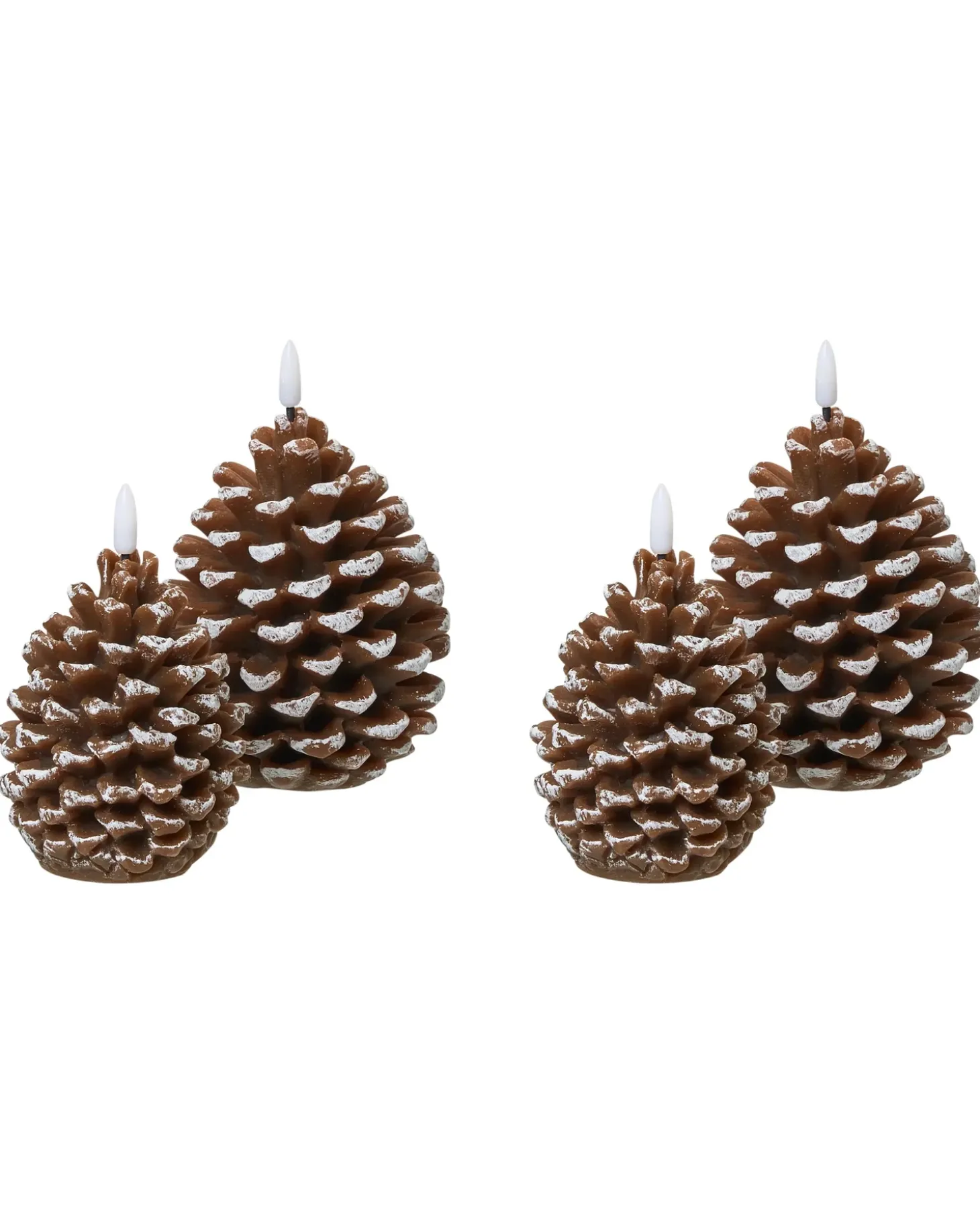 Sæt af 4 LED-stearinlys IVRESSE Fyrretræskogle 15/12 cm Brun